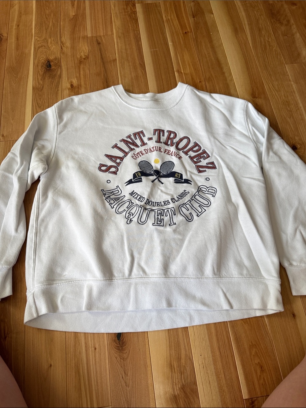 Abercrombie & Fitch White Saint-Tropez Raquet Club Graphic Sweatshirt
